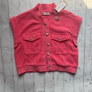 ESQUALO Coral Textured Button-Up Vest